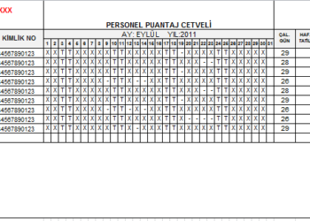 Puantaj Cetveli Nedir?